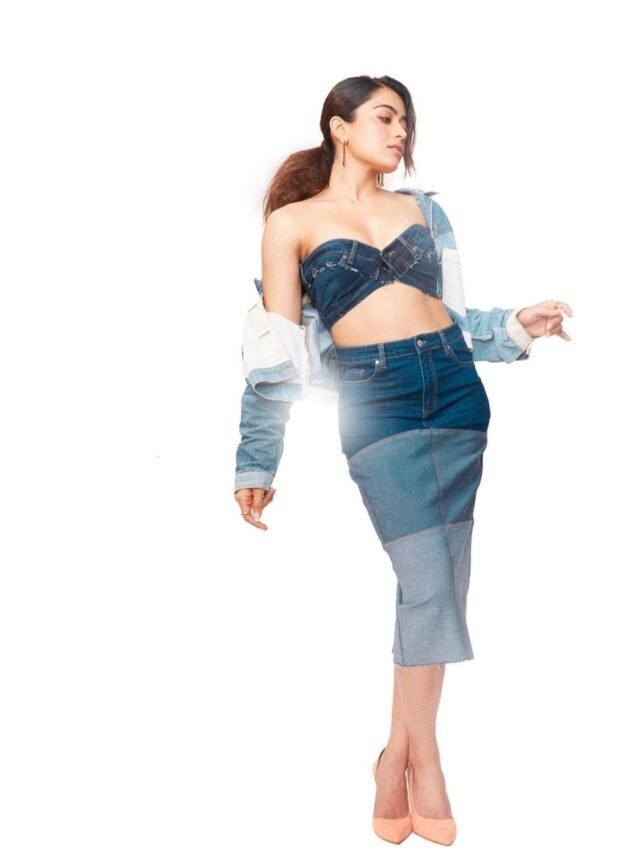 Rashmika Mandanna was seen in a denim dynamite look.