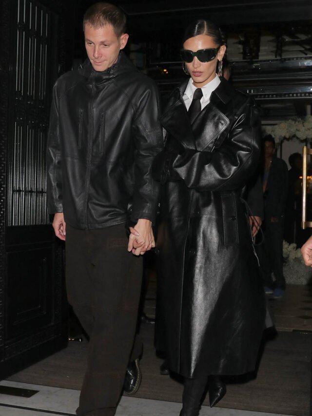 Bella Hadid with boyfriend Mark Kalman at the Burberry party.