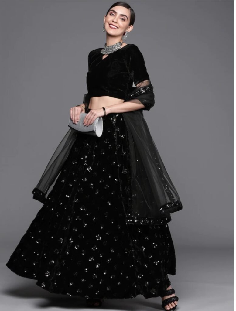 velvet lahanga choli