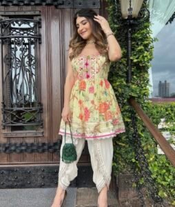 Peplum kurta with dhoti