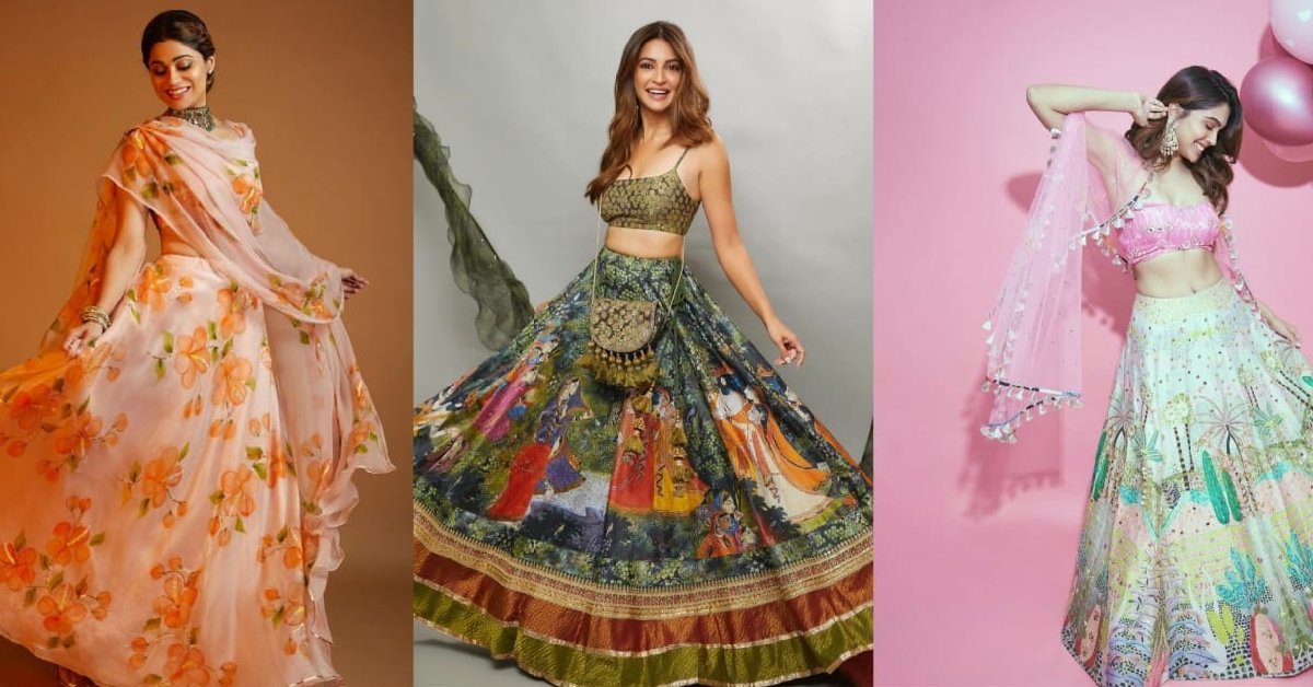 अगर आप भी पसंद करती हैं प्रिंटेड लहंगे तो देखें ये डिजाइंस