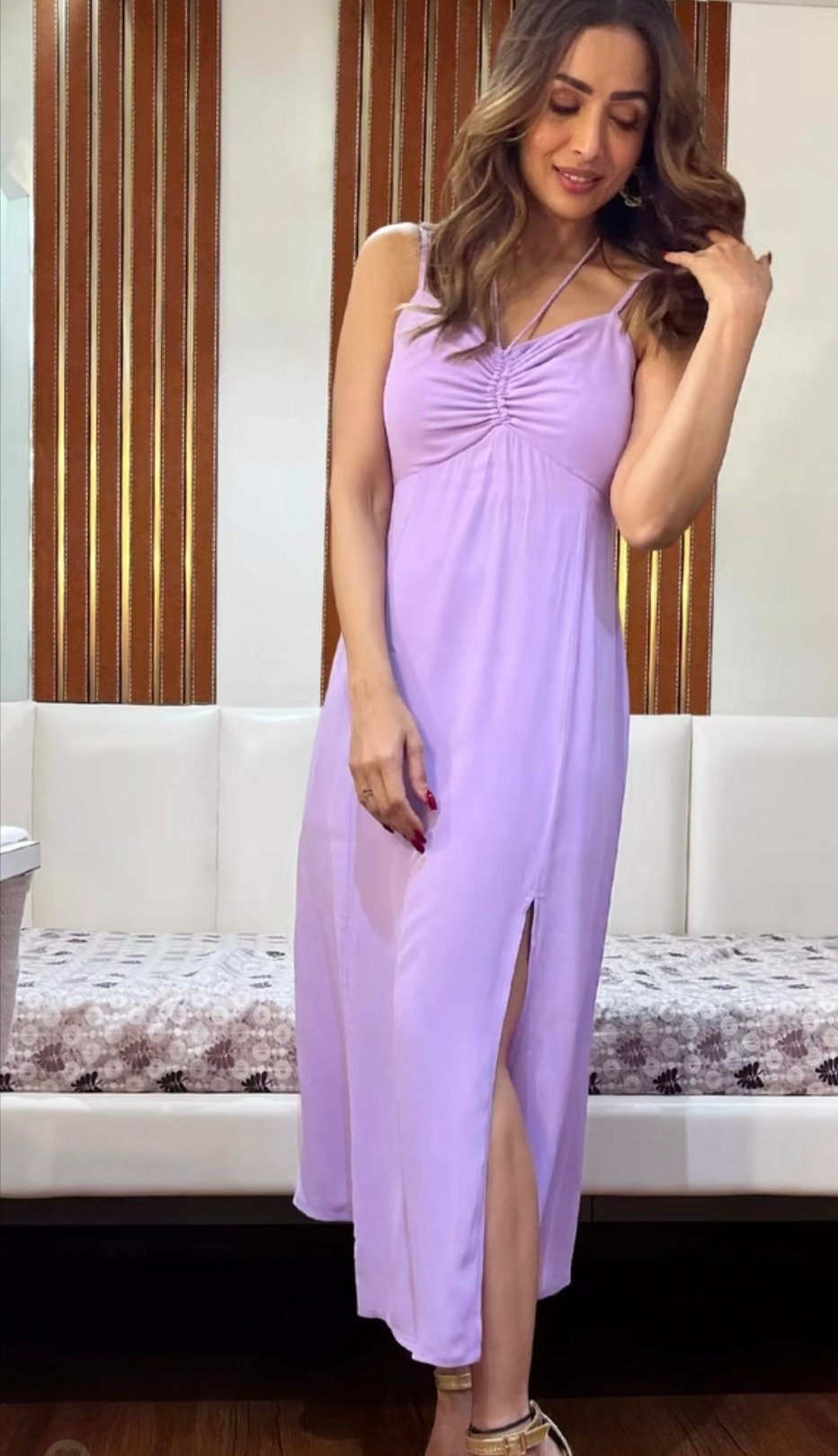 Malaika Arora in purple one piece dress 