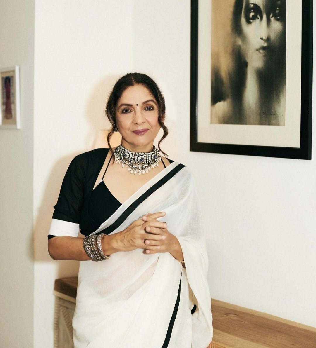 Cotton Chanderi saree with arm warmer blouse